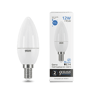 Лампа Gauss Elementary Свеча 12W 950lm 6500K Е14 LED 1/10/100