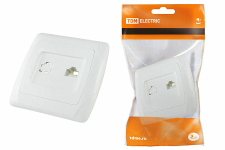 Розетка компьютерная RJ45  белая "Онега" TDM