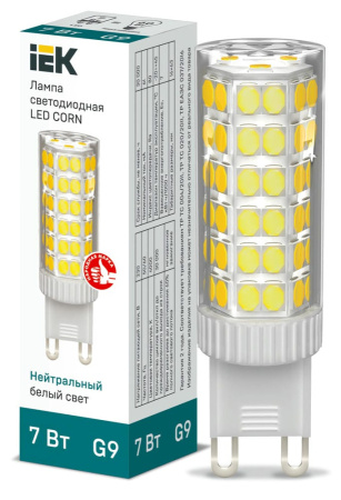 Лампа LED CORN капсула 7Вт 230В 4000К керамика G9 IEK