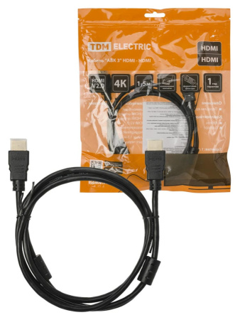 Кабель "АВК 3" HDMI - HDMI, v2.0, позолоченные контакты,  ферритами, 1,5 метра, TDM