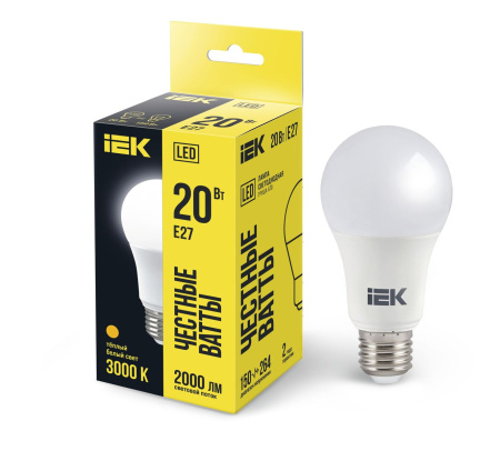 Лампа LED A60 груша 20Вт 230В 3000К E27 IEK