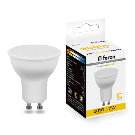 Лампа светодиодная FERON, 80LED (7W) 230V GU10 2700K MR16, LB-26